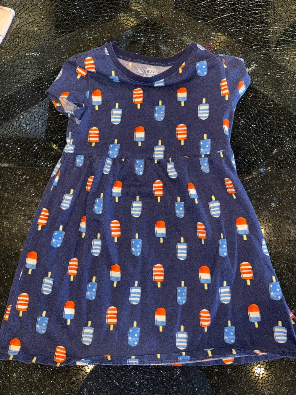Old Navy Navy Popsicle Pattern Short Sleeve Kids Nightgown